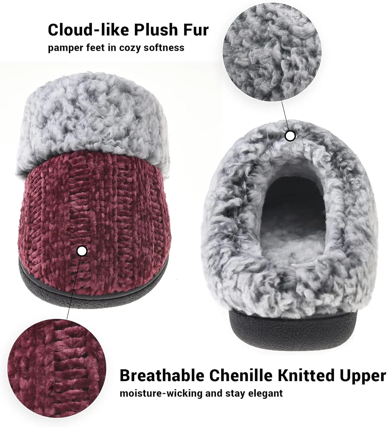 Women's House Slippers Memory Foam Fuzzy Slip on Slide Slippers Ladies Soft Bedroom Shoes for Indoor & Outdoor