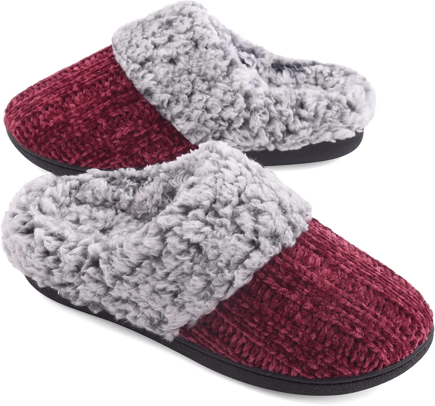 Women's House Slippers Memory Foam Fuzzy Slip on Slide Slippers Ladies Soft Bedroom Shoes for Indoor & Outdoor