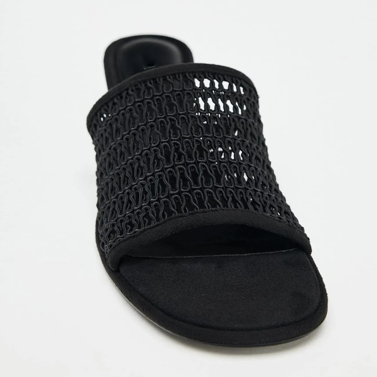 Womens Kitten Heel Woven Mules Sandals