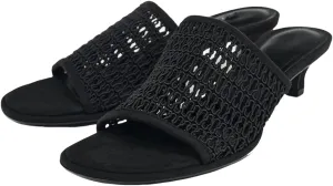 Womens Kitten Heel Woven Mules Sandals