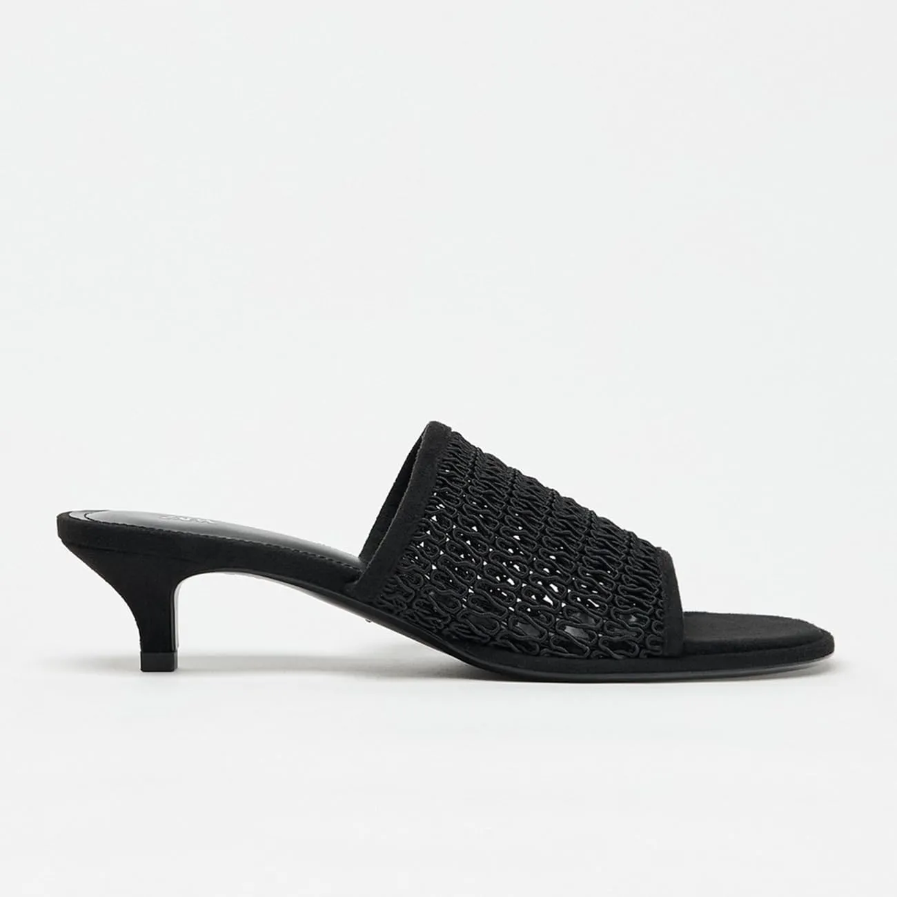 Womens Kitten Heel Woven Mules Sandals