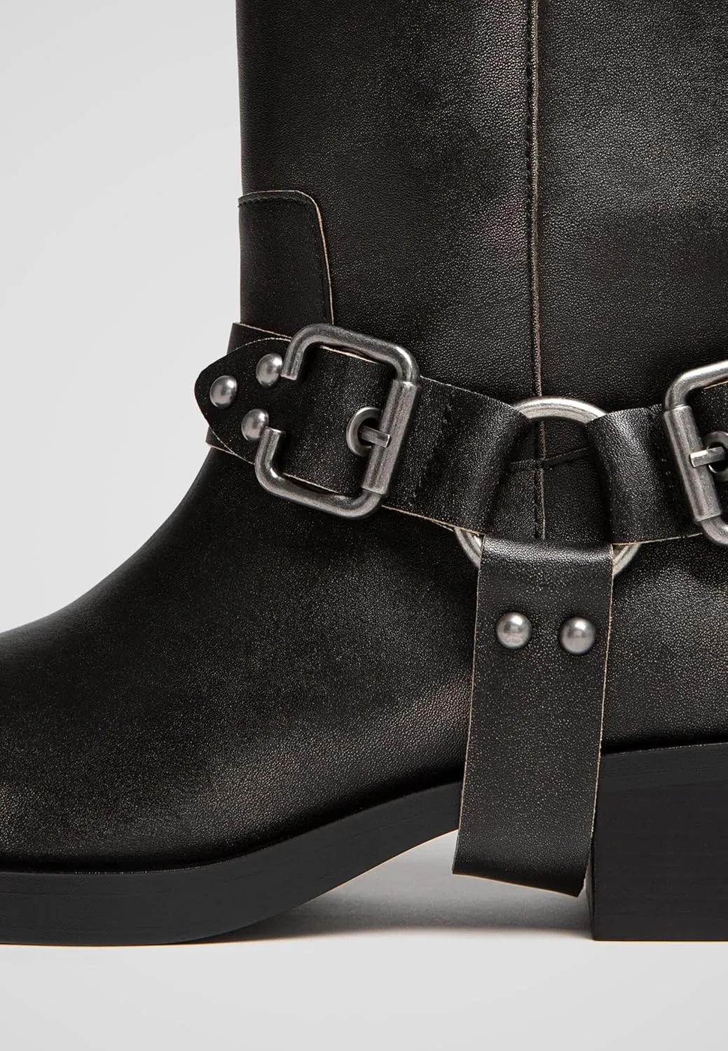 Women's Knee High Adjustable Riding Boots Muti Buckle Strap Square Toe Wedge Boots For Women Motorcycle Punk Pull On Boots