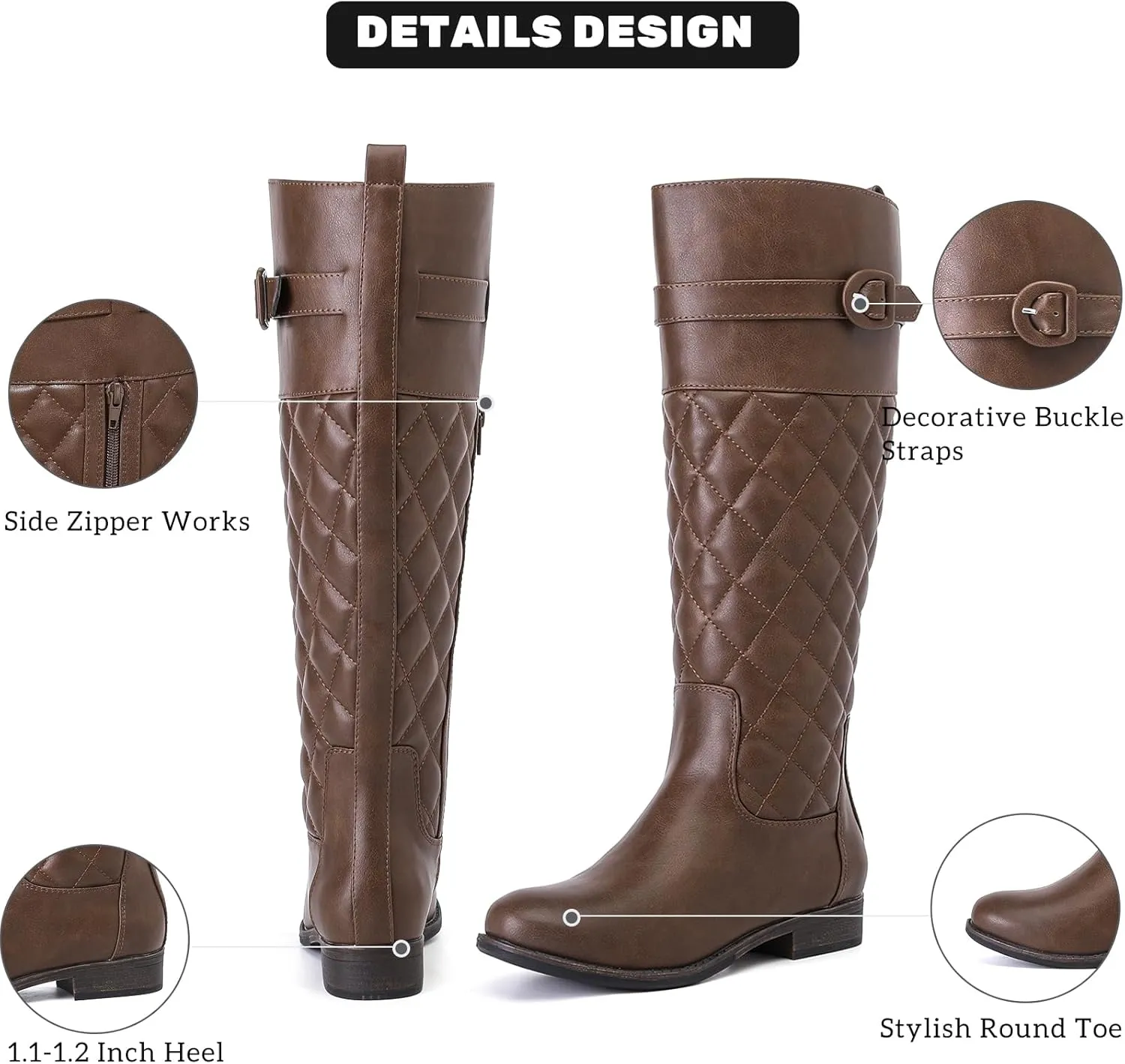Women's Knee High Boots - Stylish and Comfortable Round Toe Low Heel Riding Combat Tall Boots with Side Zipper Closure for Fall and Winter Wear For Women.