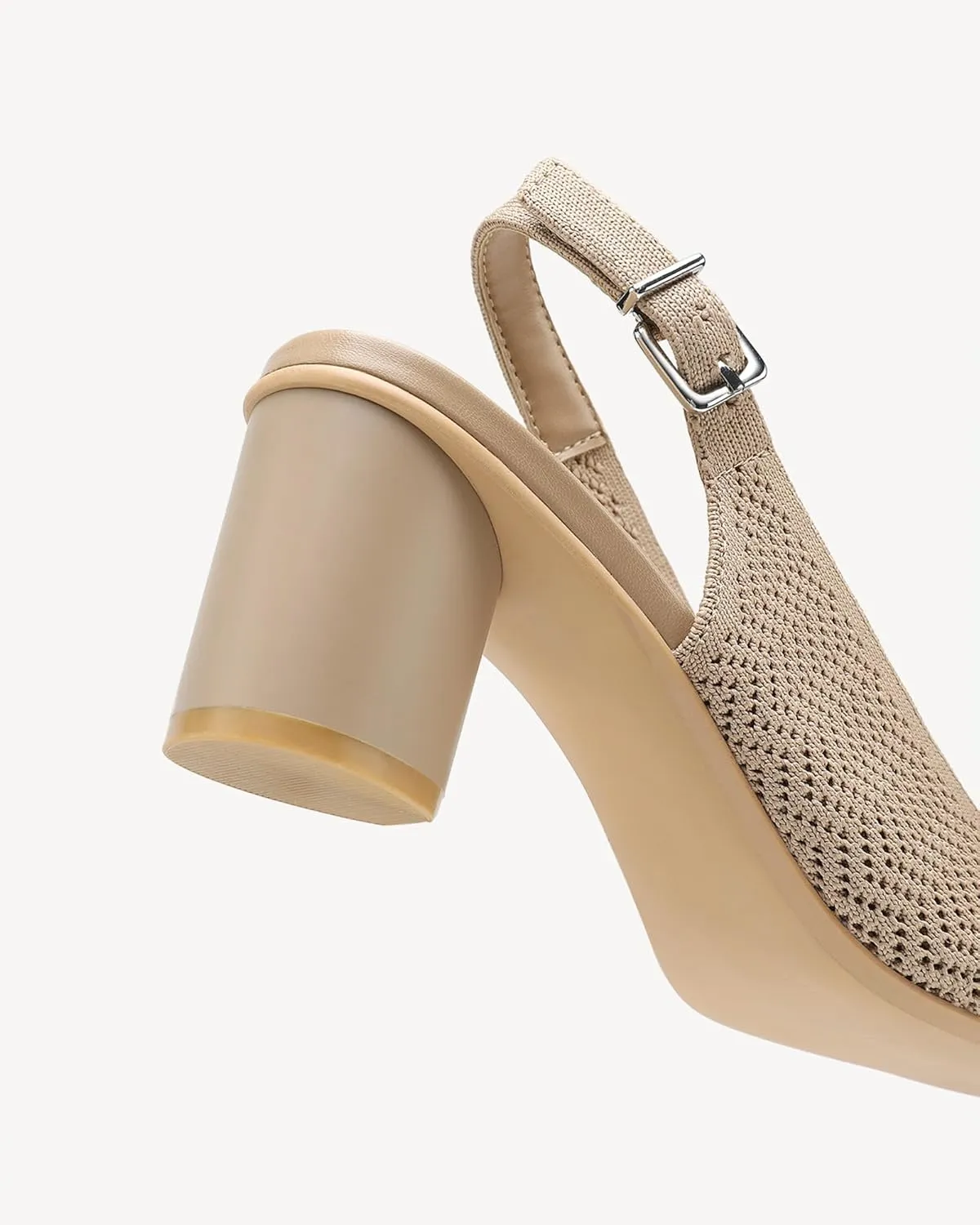 Women's Knit Pointed Toe Chunky Heel Sandals - Chunky Block Heel Summer Shoes, Breathable Sandals for Business and Daily Wear