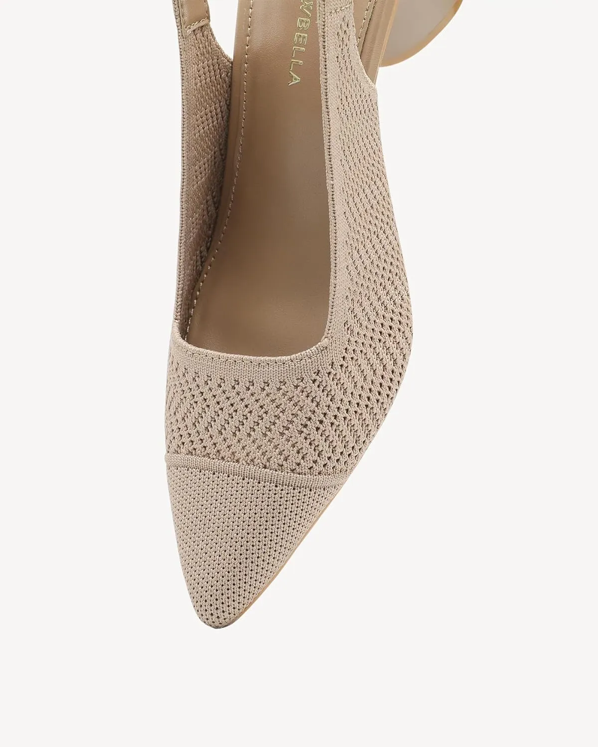 Women's Knit Pointed Toe Chunky Heel Sandals - Chunky Block Heel Summer Shoes, Breathable Sandals for Business and Daily Wear
