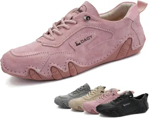 Women's Leather Vintage Trail Shoes for Hiking Sports Walking Shoes Outdoors Slip On Non-Slip Fashion Sneakers Comfort Soft Lightweight Driving Shoes