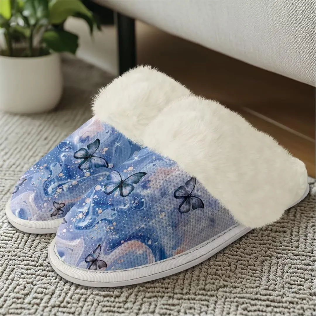 Womens Mens Fuzzy Slippers Lightweight Non-Slip House Shoes Indoor Outdoor Slipper