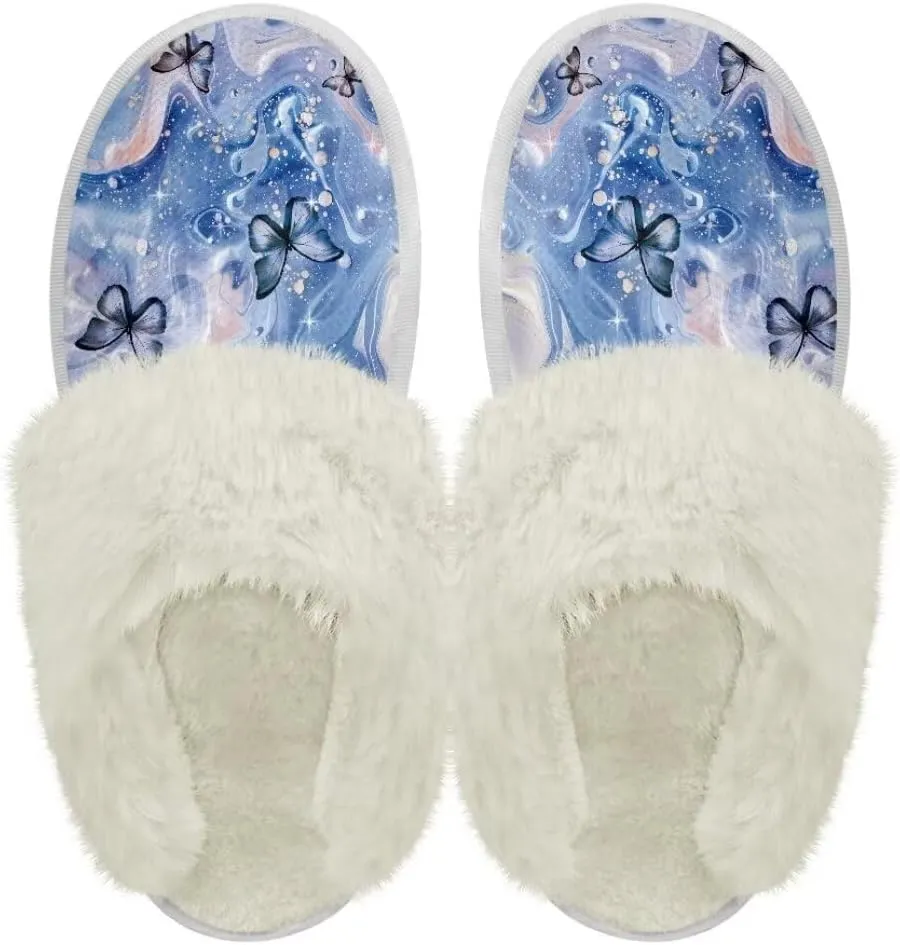Womens Mens Fuzzy Slippers Lightweight Non-Slip House Shoes Indoor Outdoor Slipper