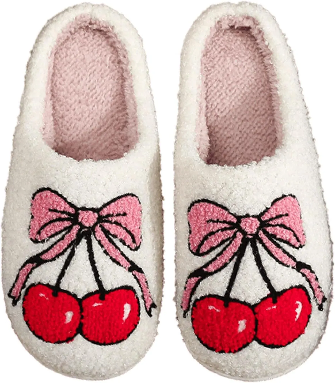 Womens Mens Plant Animal Fruit Slippers Retro Cozy Fluffy Plush Slipper Embroidered printing Warm Memory Foam Indoor Outdoor House Shoes