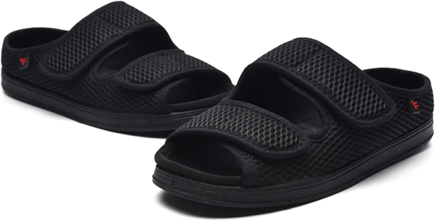 Womens Mens Slippers Wide Diabetic Shoes Unisex Adjustable Slippers Open Toe Mesh Sandals Lightweight House Footwear