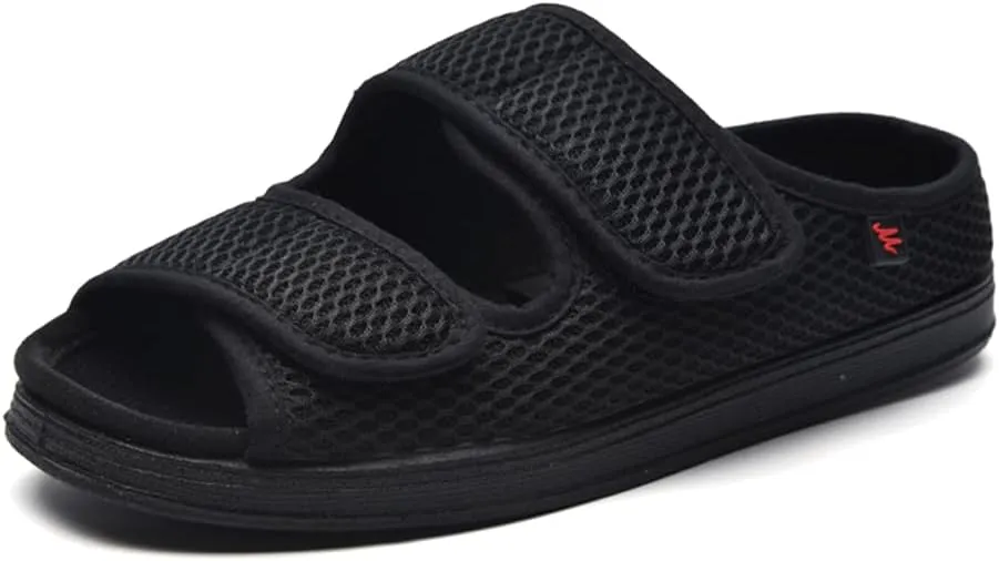 Womens Mens Slippers Wide Diabetic Shoes Unisex Adjustable Slippers Open Toe Mesh Sandals Lightweight House Footwear