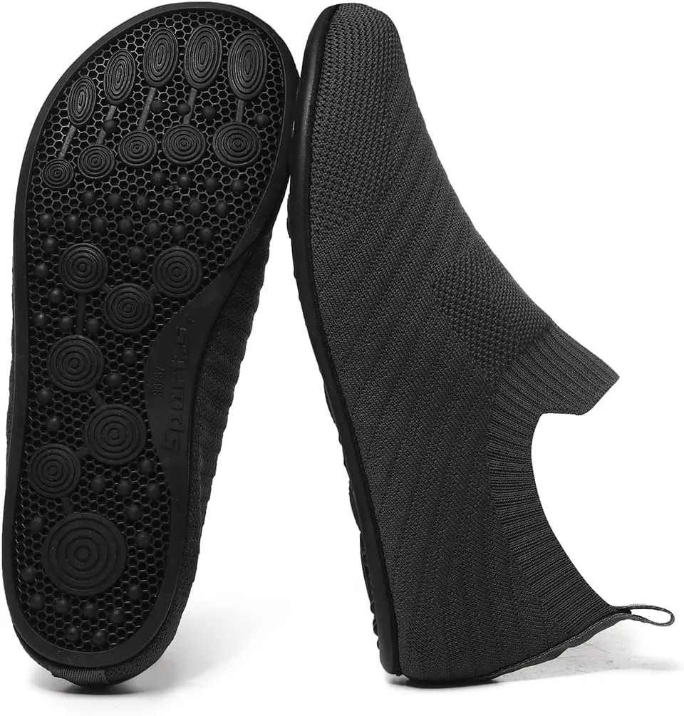 Womens Mens Slippers with Rubber Sole Ultra-Lightweight House Slipper Socks Around House Shoes Non Slip Indoor&Outdoor