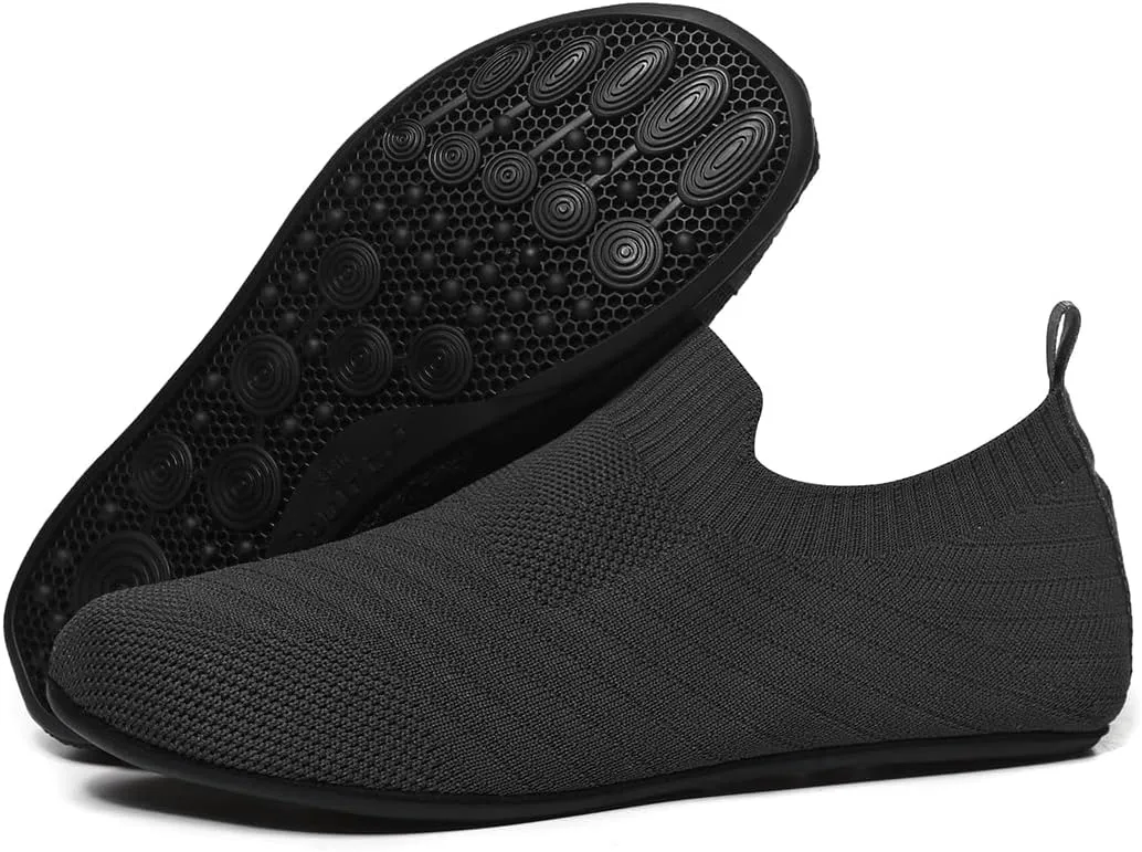 Womens Mens Slippers with Rubber Sole Ultra-Lightweight House Slipper Socks Around House Shoes Non Slip Indoor&Outdoor