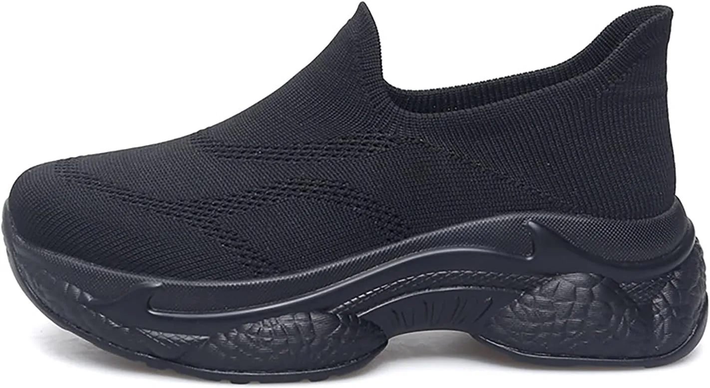 Women's Mesh Slip-On Platform Walking Shoes Comfort Lightweight Breathable Elastic Mouth Nurse Walking Work Shoes for Workout for Plantar Fasciitis Standing All Day