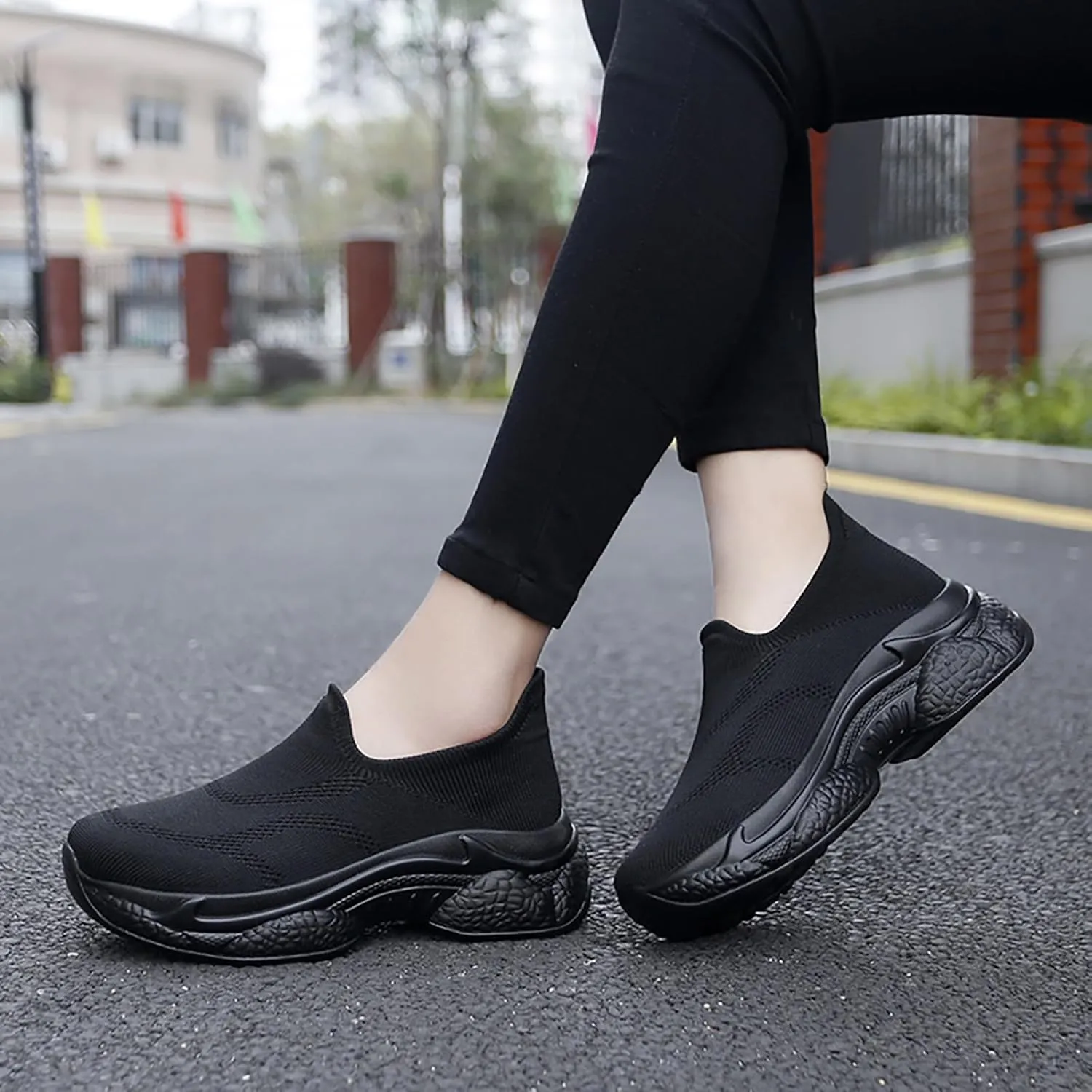 Women's Mesh Slip-On Platform Walking Shoes Comfort Lightweight Breathable Elastic Mouth Nurse Walking Work Shoes for Workout for Plantar Fasciitis Standing All Day