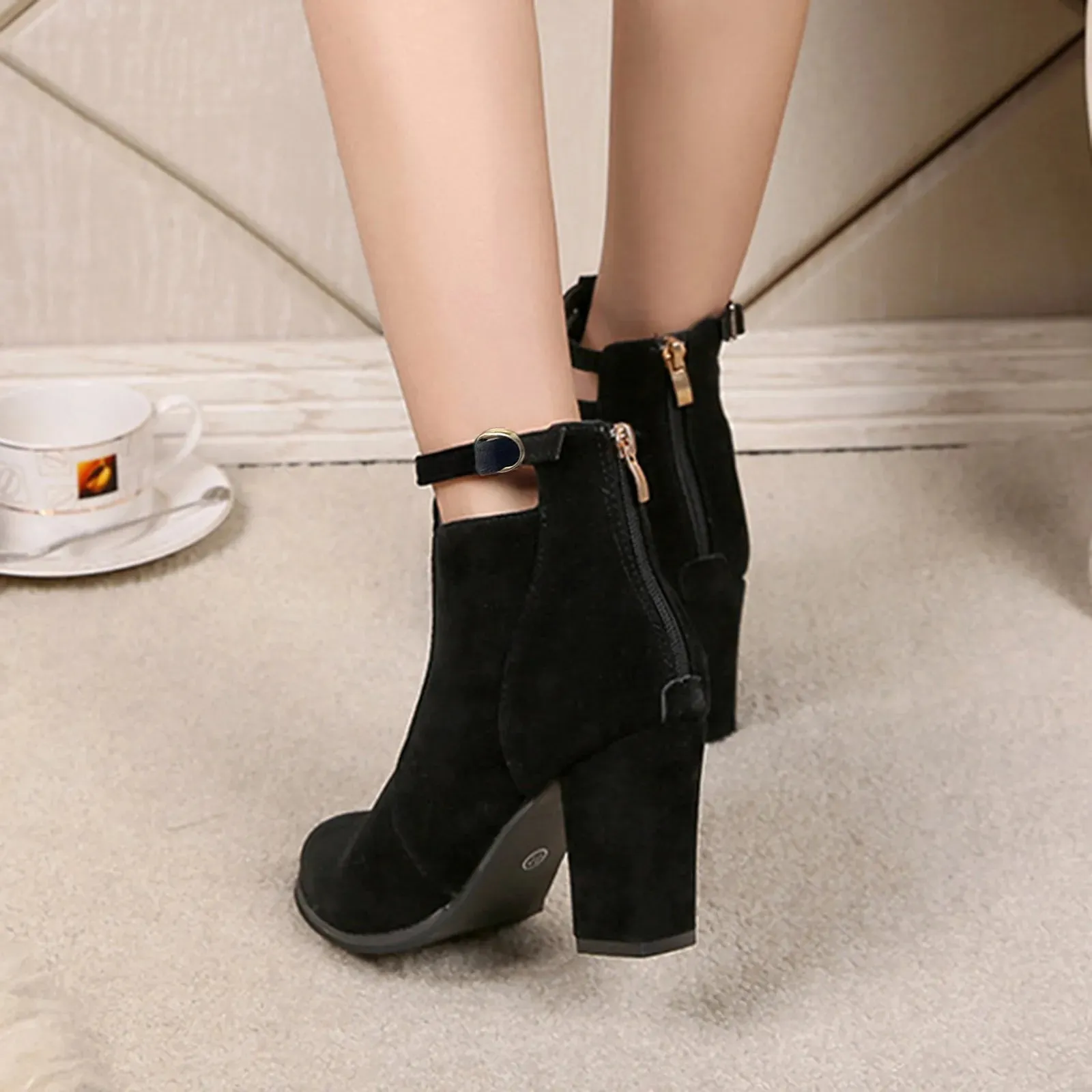 Women's Mid-Heel Wool Warm Ankle Boots