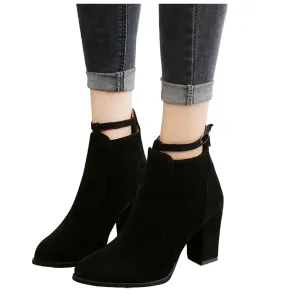Women's Mid-Heel Wool Warm Ankle Boots
