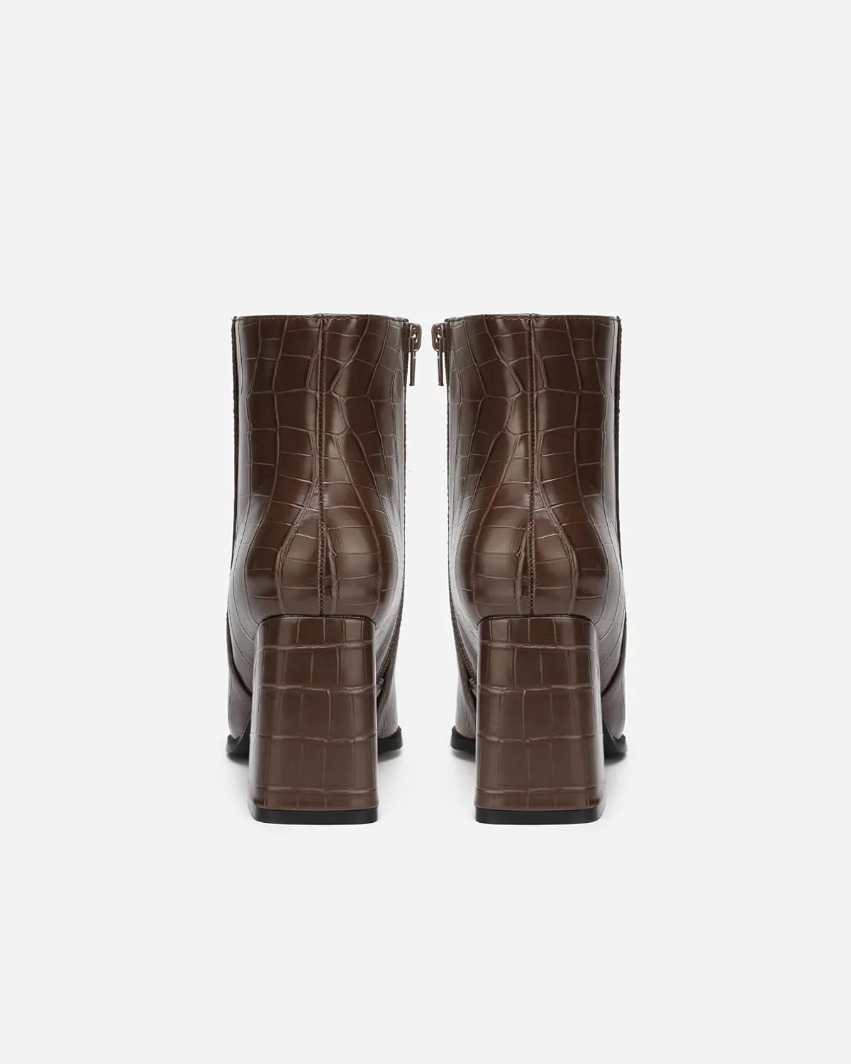 Women's Minimalist Square Toe Ankle Boots - Chunky Heel Work Booties, Office Closed Toe Shoes