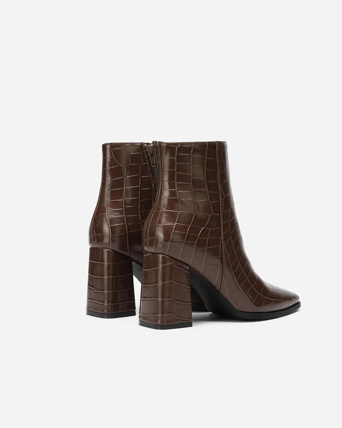 Women's Minimalist Square Toe Ankle Boots - Chunky Heel Work Booties, Office Closed Toe Shoes