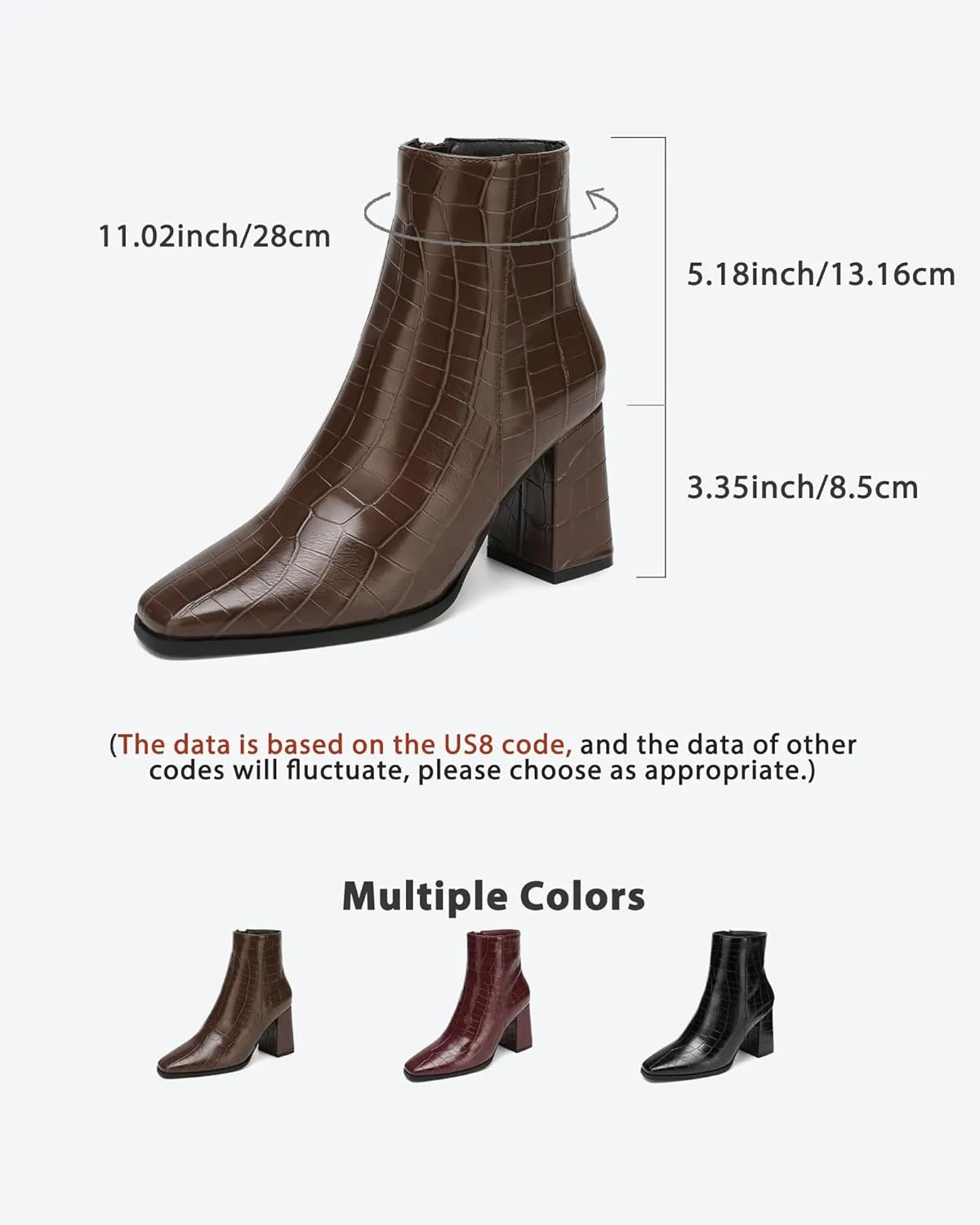 Women's Minimalist Square Toe Ankle Boots - Chunky Heel Work Booties, Office Closed Toe Shoes