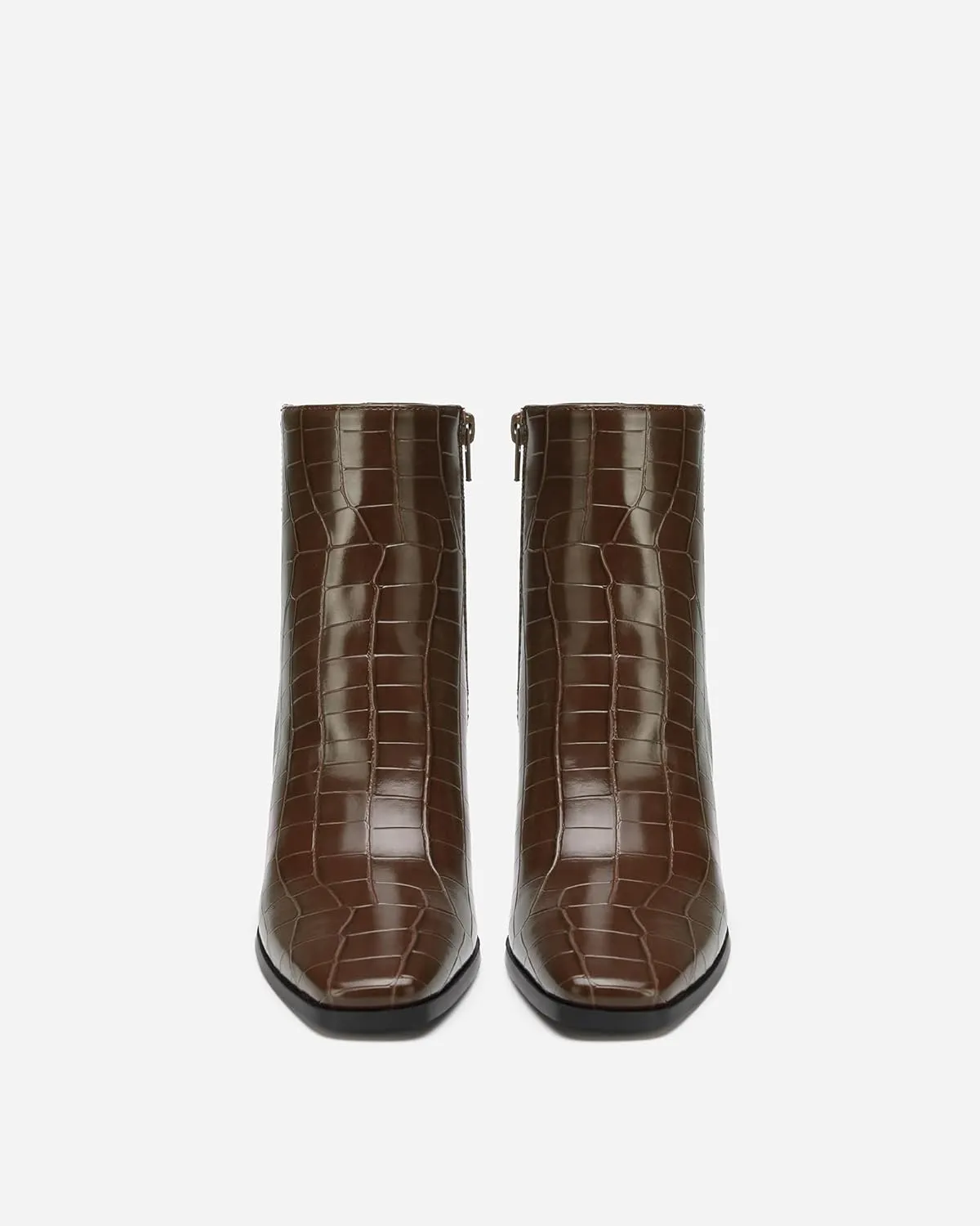 Women's Minimalist Square Toe Ankle Boots - Chunky Heel Work Booties, Office Closed Toe Shoes