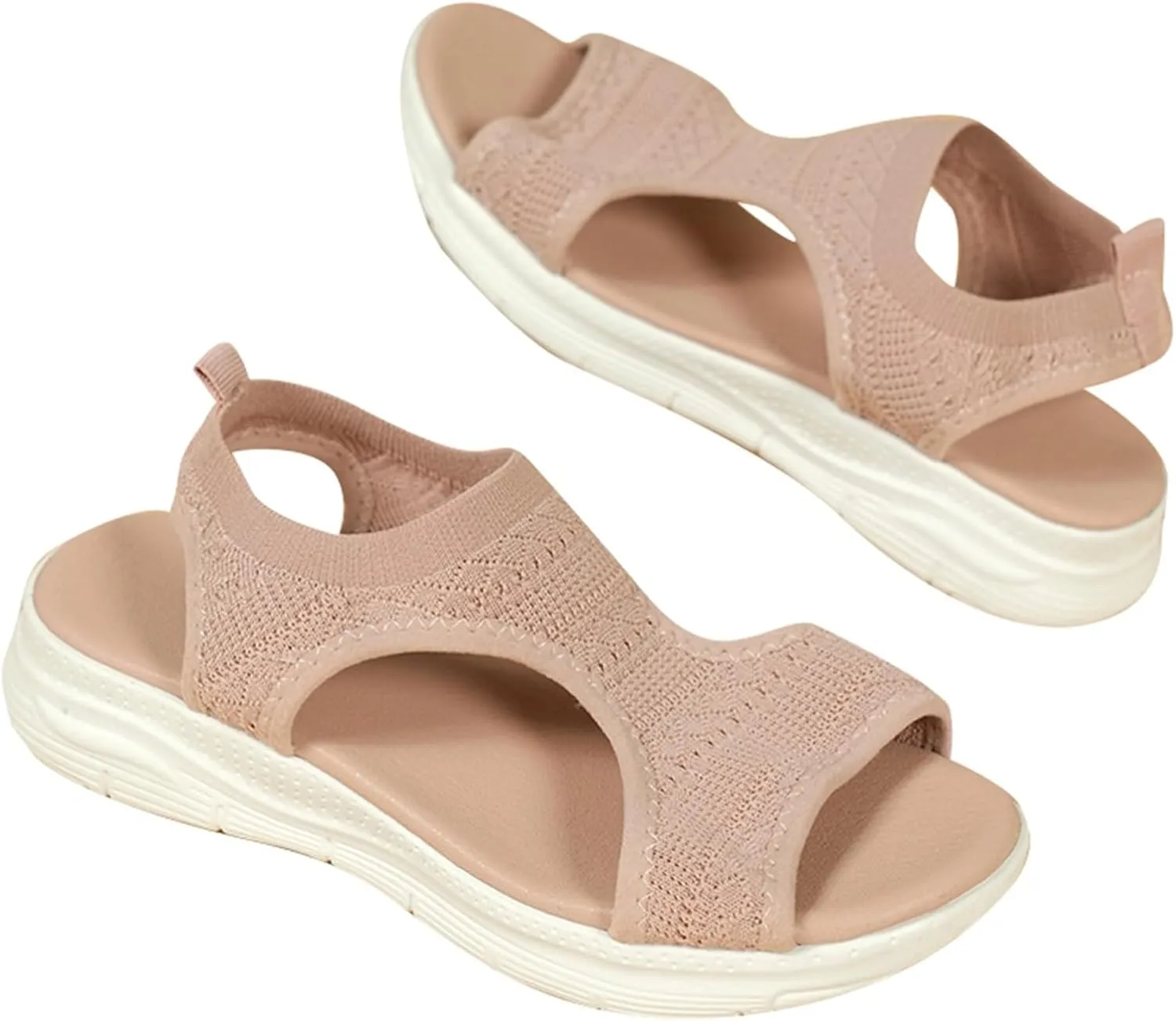 Womens Orthopedic Walking Sandals with Arch Support Open Toe Sports Sandals Breathable Knit Summer Shoes Summer Washable Slingback Orthopedic Slide Flat Sandals