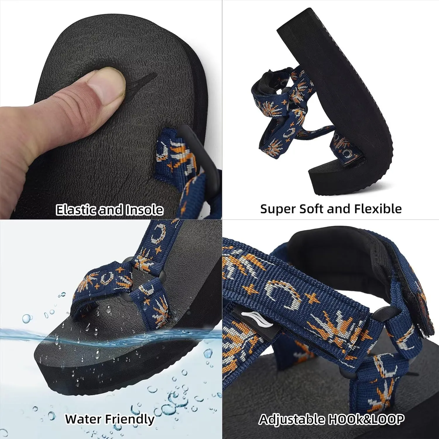 Women's Platform Sandals Casual Adjustable Shoes with Arch Support Yoga Mat Insole Light Weight Flatform Sandals