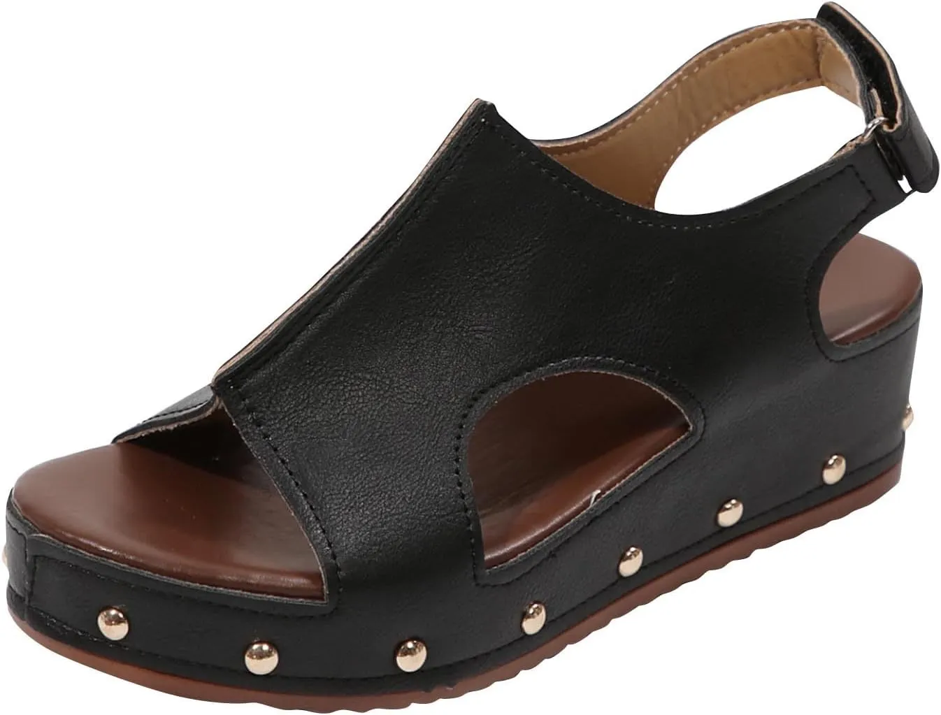 Women's Retro Wedge Sandal - 2 Inch Cushioned Wedge, Hook & Loop Closure for Comfort Style, Perfect Casual Dressy Outfits, All Day Wear Shoe
