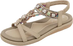 Women's Sandals Arch Support Comfort Slingback Dressy Shoes Bohemian Flip Flops Flats Summer Beach Sandals for Women