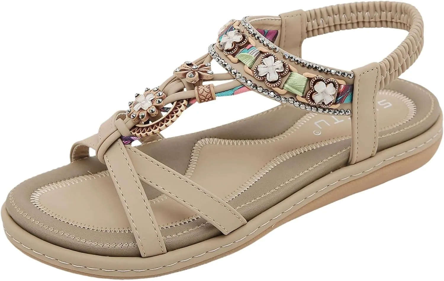 Women's Sandals Arch Support Comfort Slingback Dressy Shoes Bohemian Flip Flops Flats Summer Beach Sandals for Women