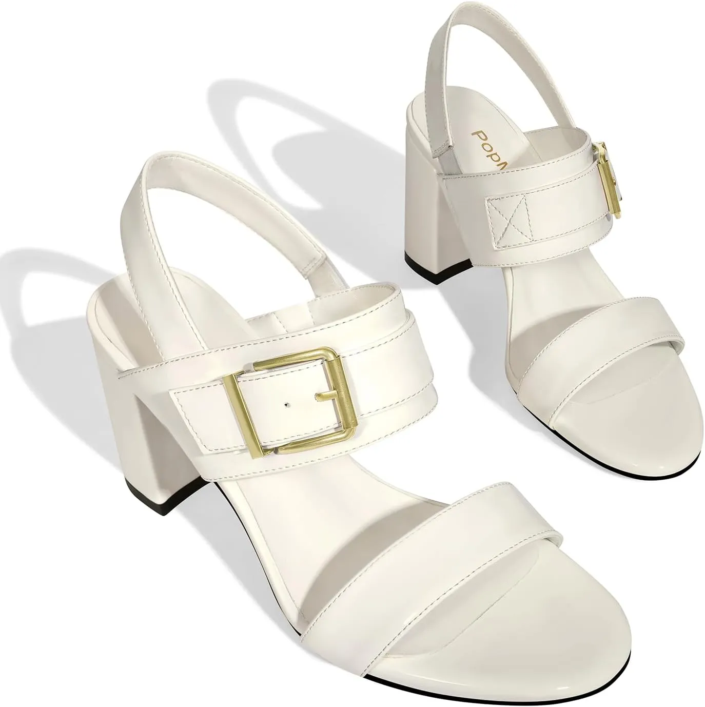 Womens Sandals High Heels Chunky Comfortable Strappy Buckle Ankle Strap Pumps Open Toe Dress Bridal Party Prom Wedding Shoes