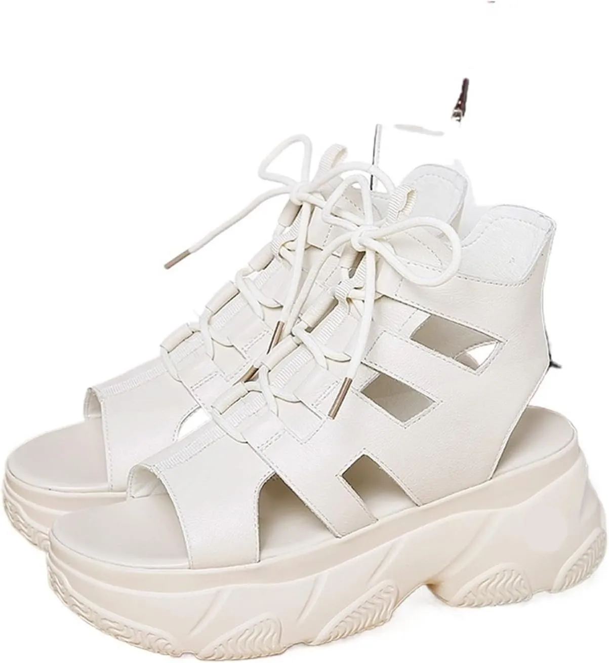 Womens Sandals Summer fashion sandals, high-end lace up shoes, black casual outdoor platform beach shoes for women