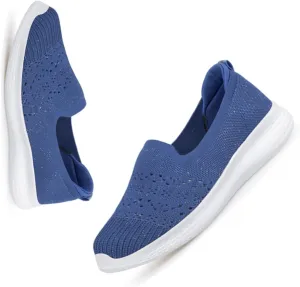 Women's Slip-on Mesh Cutout Loafers,Low Top Lightweight Knit Breathable Mesh Walking Shoe,Comfort Flat Nurse Work Casual Shoes.