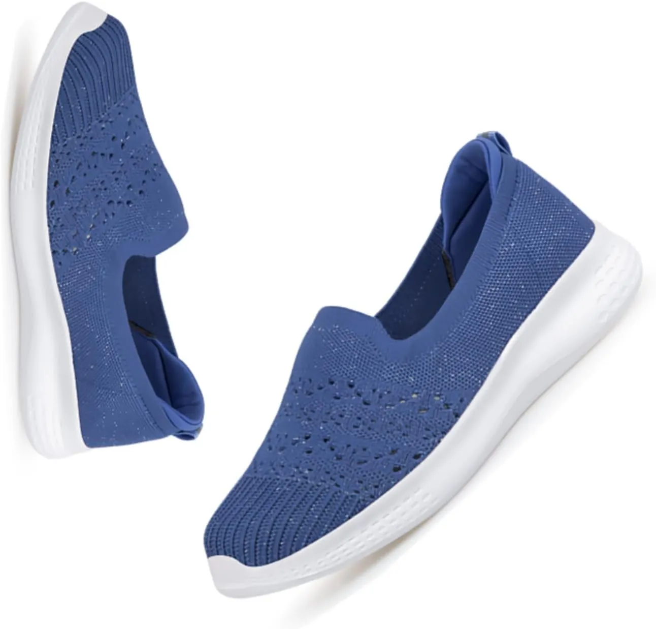 Women's Slip-on Mesh Cutout Loafers,Low Top Lightweight Knit Breathable Mesh Walking Shoe,Comfort Flat Nurse Work Casual Shoes.