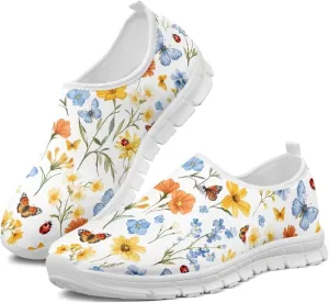 Womens Slip On Sneakers Lightweight Casual Shoes Soft Anti-Slip Tennis Shoes for Gym Travel Size 5.5-11.5 White Sole