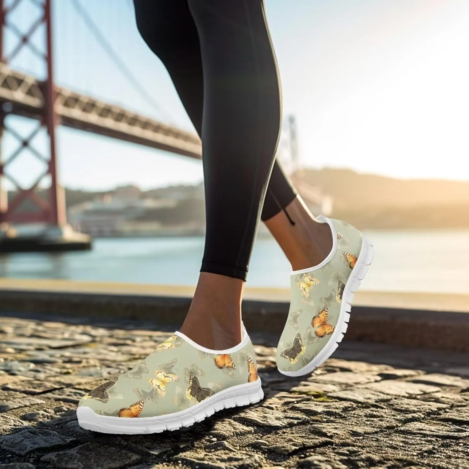 Womens Slip On Sneakers Lightweight Casual Shoes Soft Anti-Slip Tennis Shoes for Gym Travel Size 5.5-11.5 White Sole