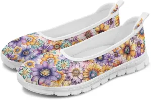 Womens Slip on Walking Shoes Stylish Floral Casual Loafers Lightweight Comfortable Ladies Soft Travel Footwear SizeUS 6-11