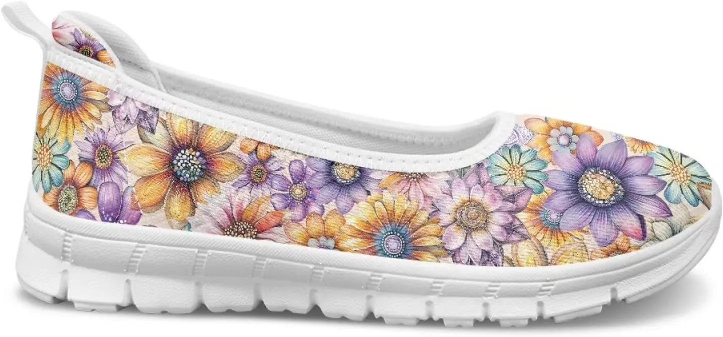 Womens Slip on Walking Shoes Stylish Floral Casual Loafers Lightweight Comfortable Ladies Soft Travel Footwear SizeUS 6-11