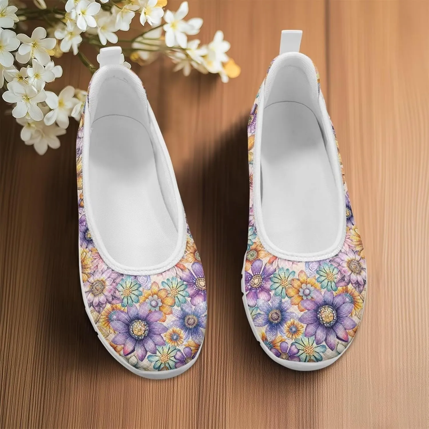 Womens Slip on Walking Shoes Stylish Floral Casual Loafers Lightweight Comfortable Ladies Soft Travel Footwear SizeUS 6-11