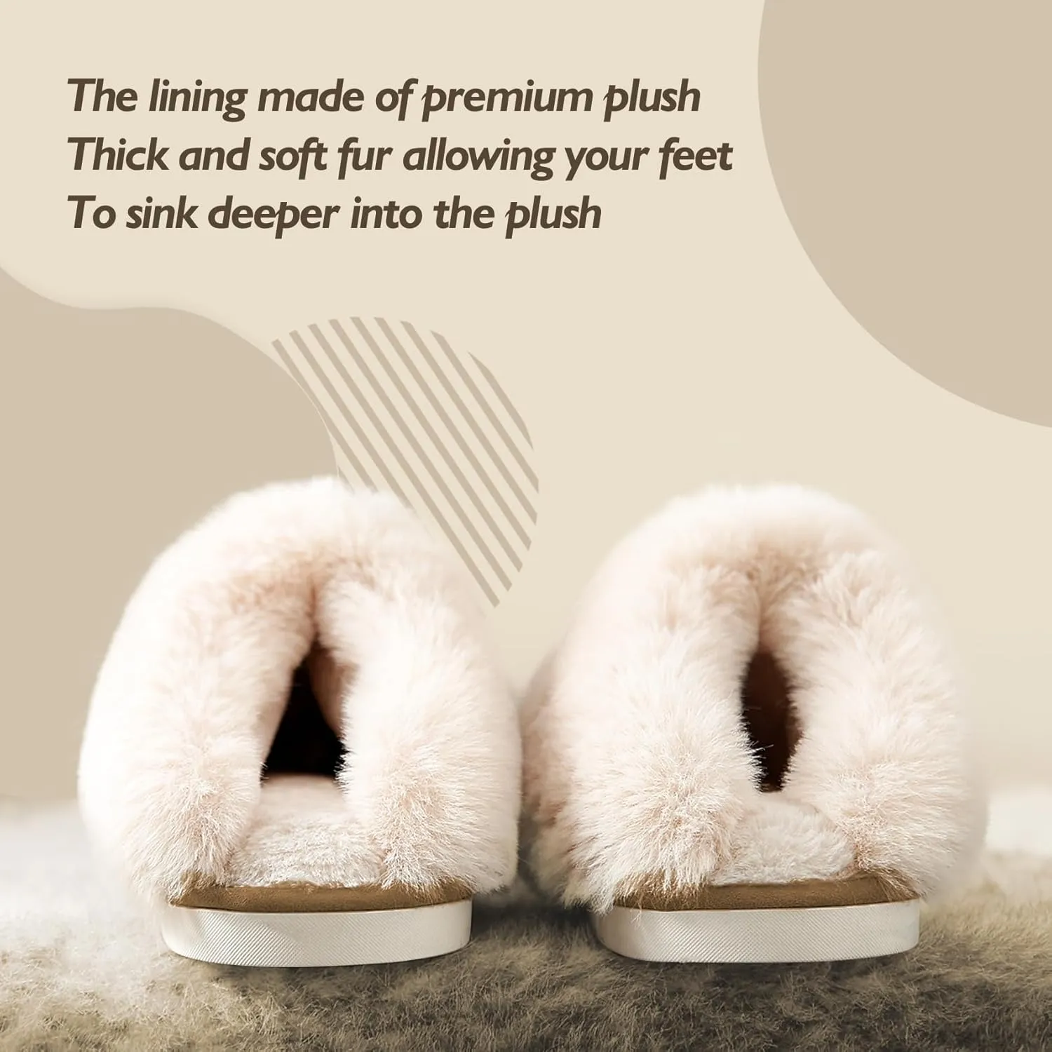 Womens Slippers Memory Foam Fluffy Fur Soft Slippers Warm House Shoes Indoor Outdoor Winter
