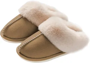 Womens Slippers Memory Foam Fluffy Fur Soft Slippers Warm House Shoes Indoor Outdoor Winter