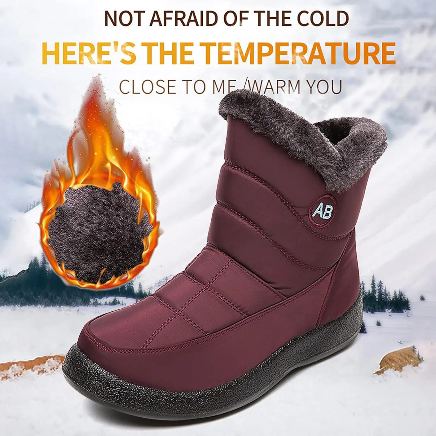 Womens Snow Boots Winter Boots for Women Waterproof Snow Winter Short Boots for Women Outdoor Flat Boots Keep Warm