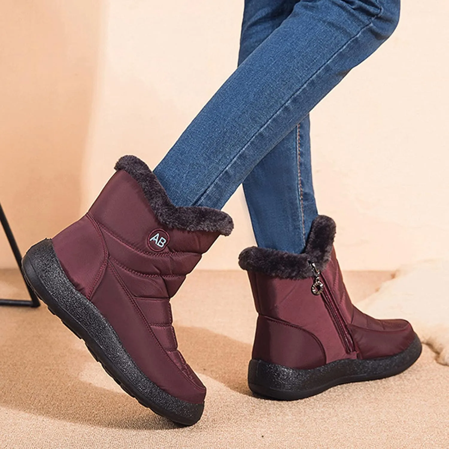 Womens Snow Boots Winter Boots for Women Waterproof Snow Winter Short Boots for Women Outdoor Flat Boots Keep Warm