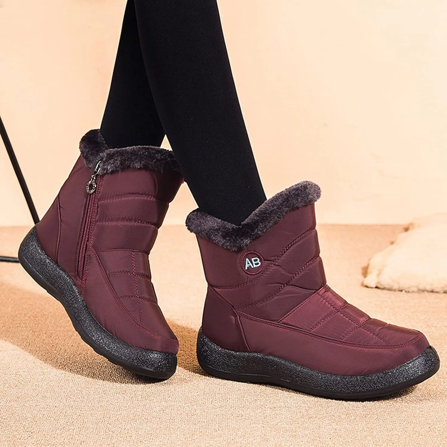 Womens Snow Boots Winter Boots for Women Waterproof Snow Winter Short Boots for Women Outdoor Flat Boots Keep Warm