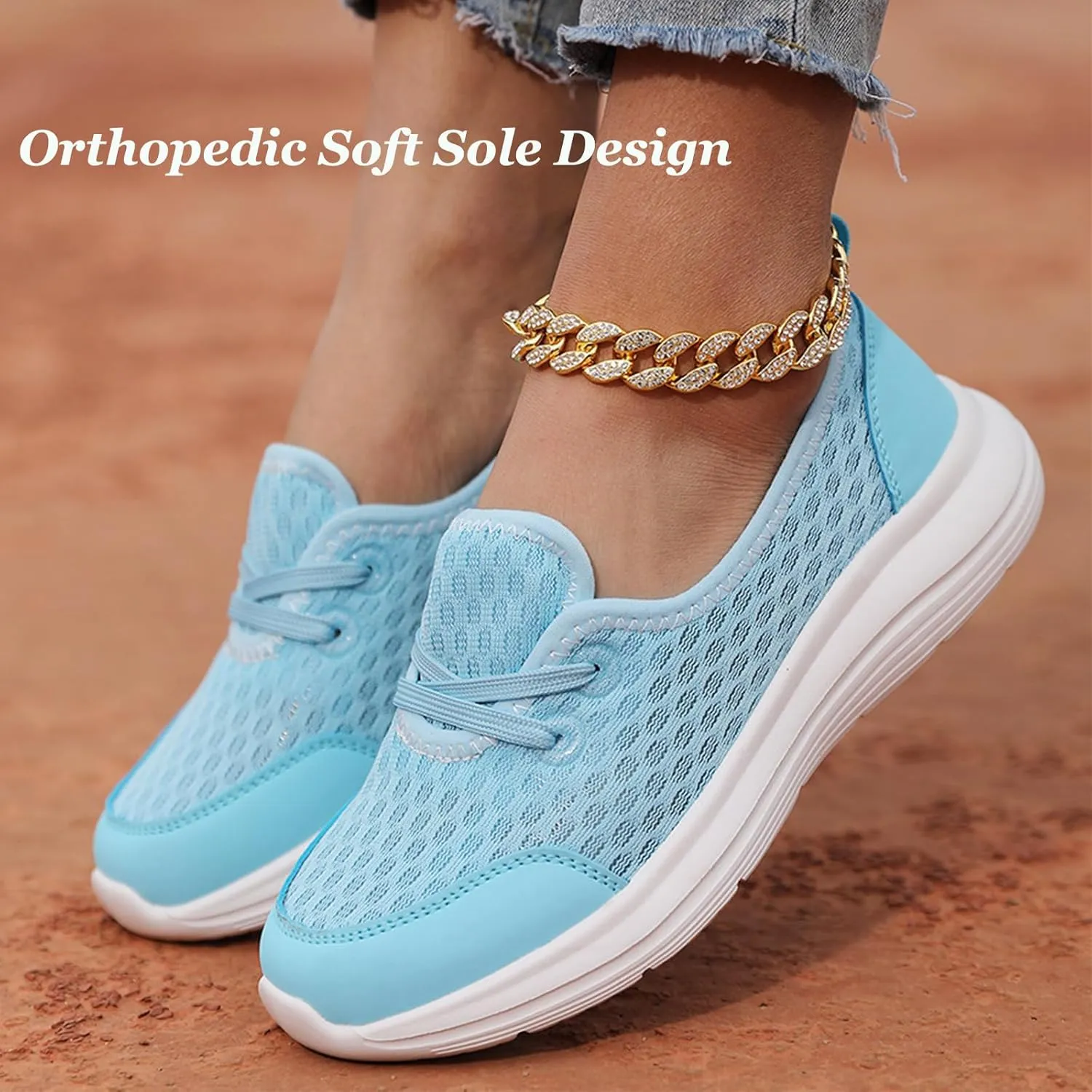 Women's Soft Sole Mesh Comfort Orthopedic Shoes,2025 New Upgraded Slip-on Walking Shoes with Arch Support