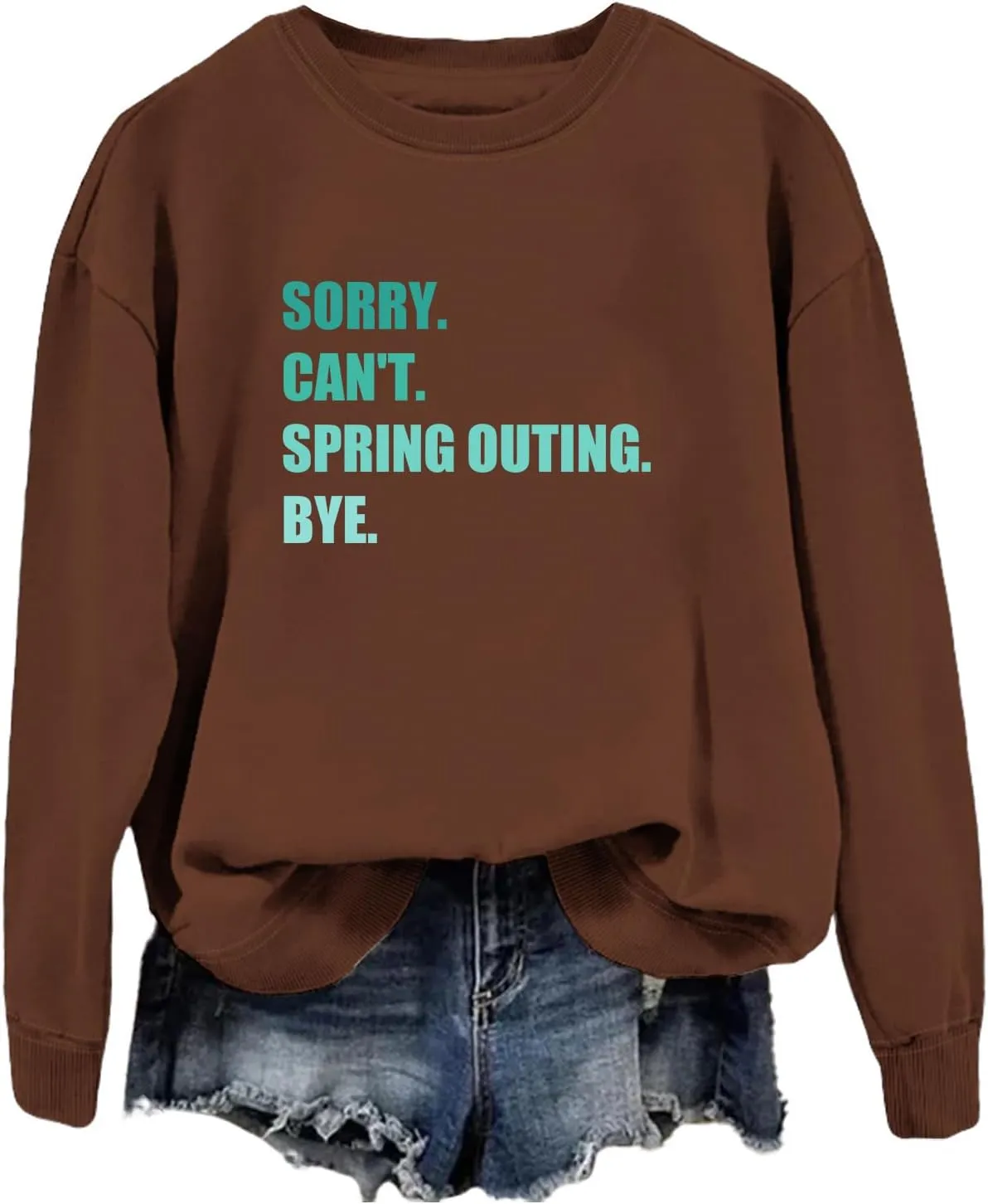Women's Sorry Can't Spring Outing Bye Shirt Camper Sweatshirt Crewneck Casual Pullover Tops Camping Lover Gifts