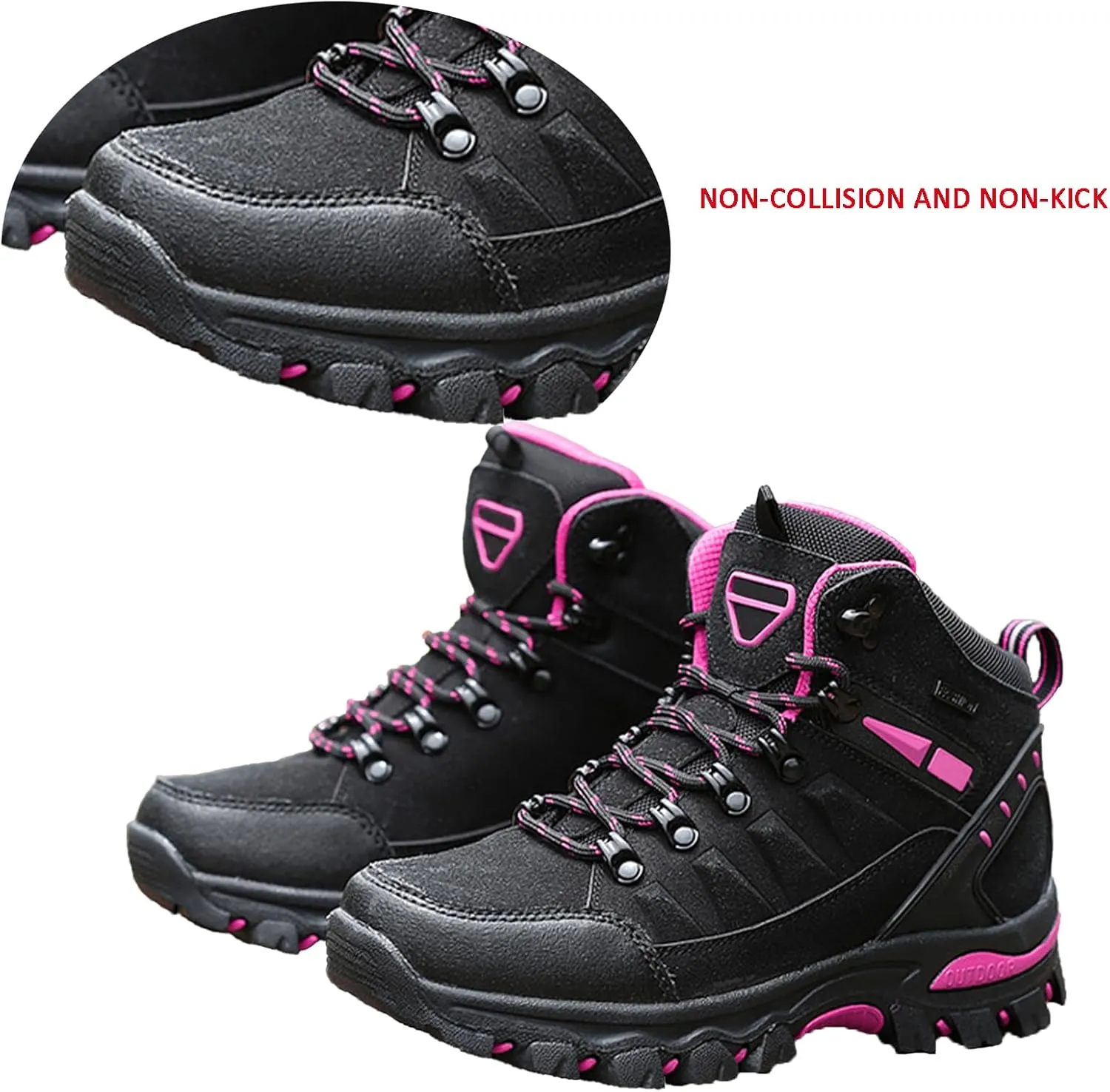 Women's Suede Waterproof Lace-Up Hiking Boots Comfortable Non-Slip Mid-Cut Hiking Boots