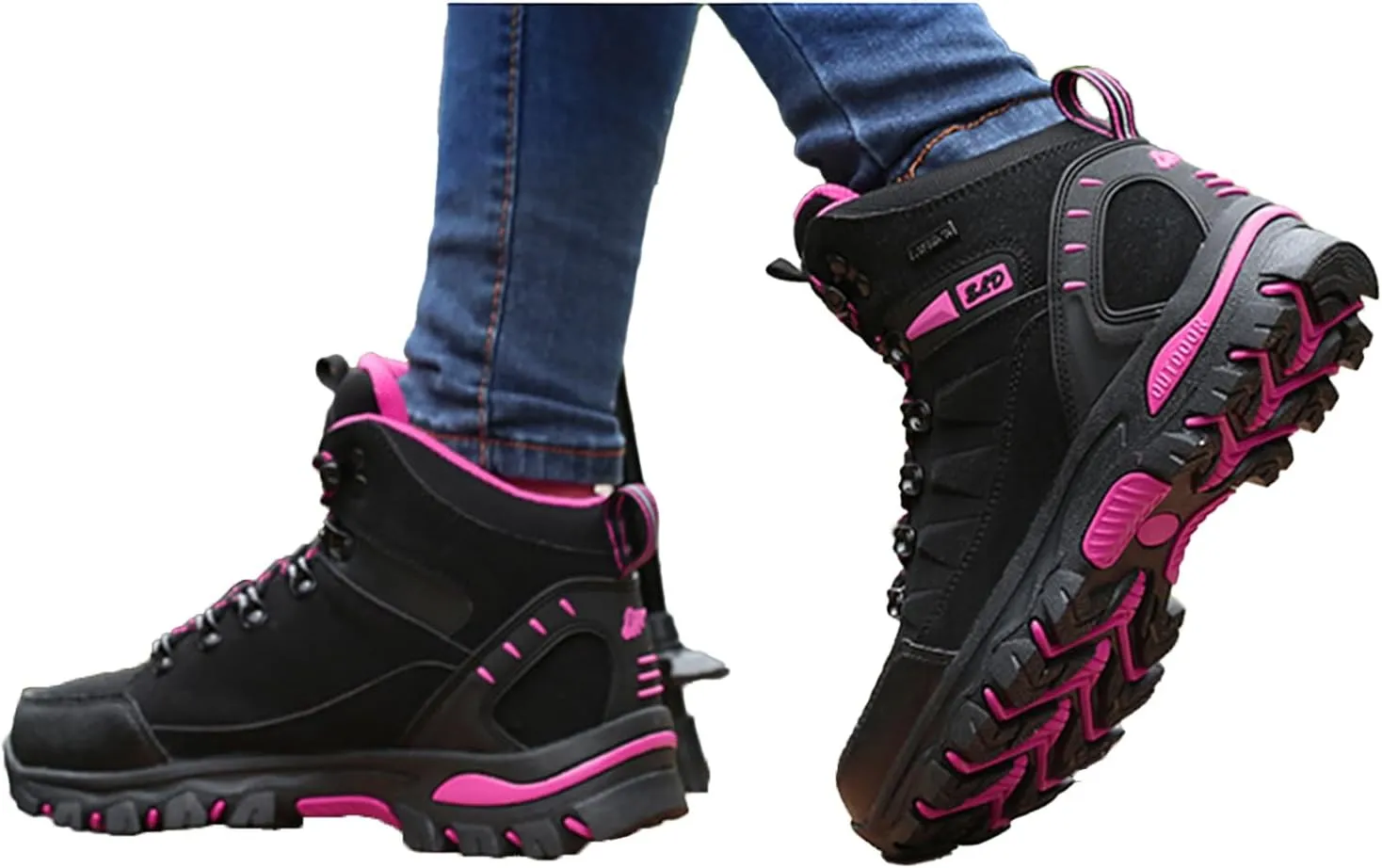 Women's Suede Waterproof Lace-Up Hiking Boots Comfortable Non-Slip Mid-Cut Hiking Boots