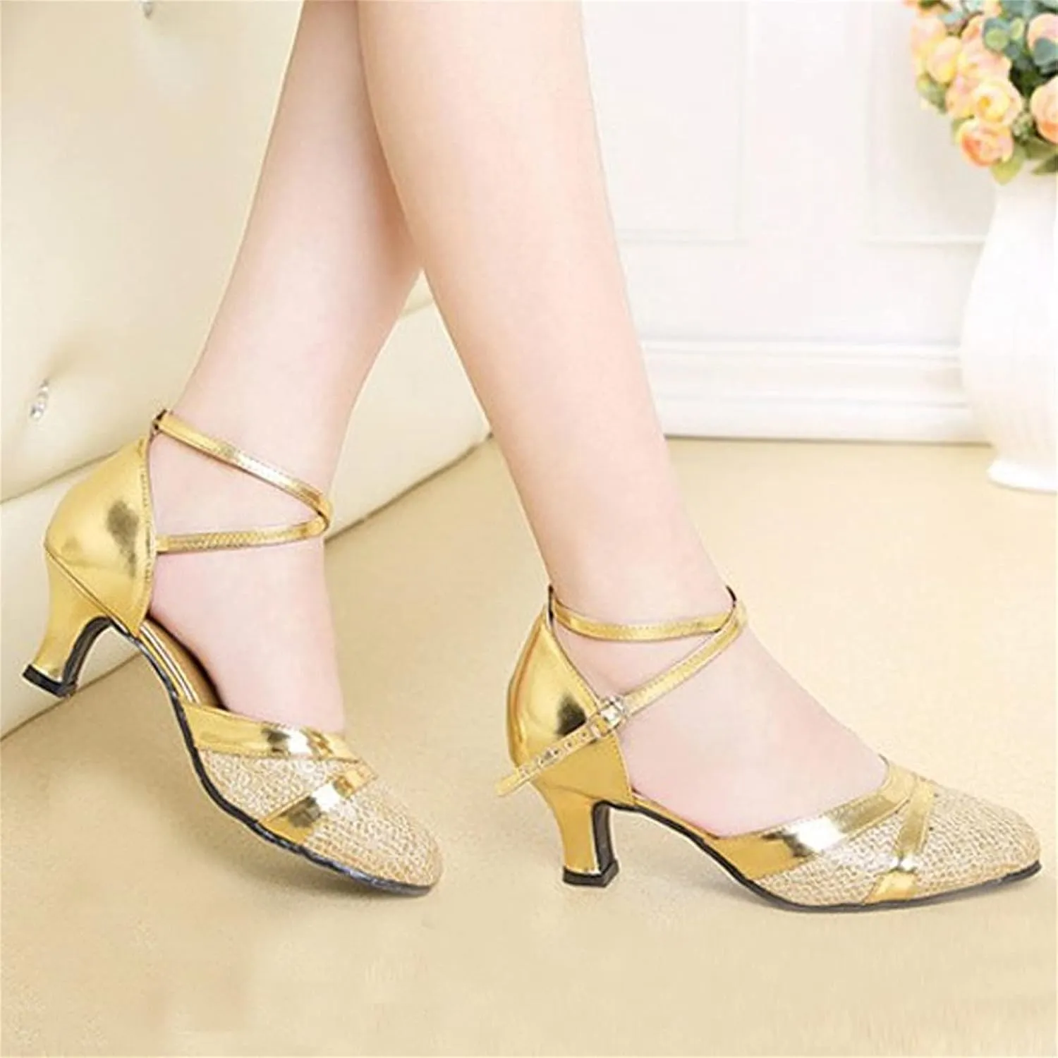 Womens Summer Cross Straps Sandals Roman Style Hollow Sexy High-Heeled Shoes Ladies Adult Latin Dance Shoes Baotou Comfy Trendy Soft Sole Shoes
