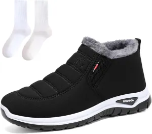 Women's Warm Sheepskin-Lined Boots Winter Snow Boots Comfortable Waterproof Orthopedic Ankle Boots Fur Fuzzy Slip On Warm Arch Support Shoes